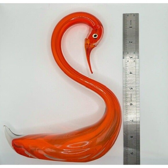 Vintage Collectible Murano Art Glass Swans in red and yellow - Picture 2 of 9